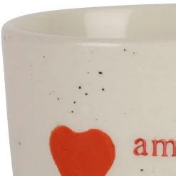Tasse à café amour en grès blanc et rouge 15cl