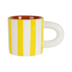 Tasse à café en grès rayée jaune et blanc 17cl - Alaria
