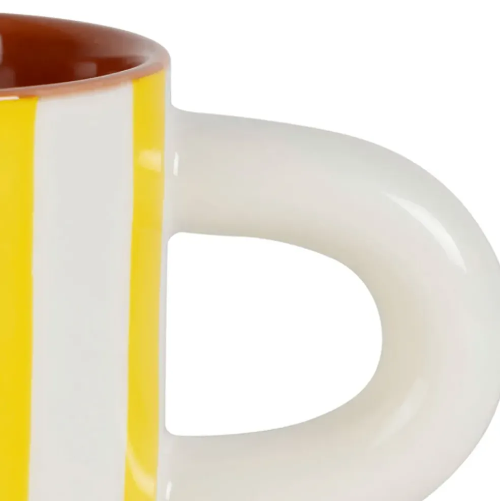 Tasse à café en grès rayée jaune et blanc 17cl - Alaria