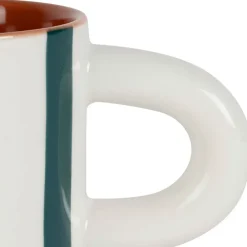Tasse à café en grès rayée émeraude et blanc 17cl - Alaria