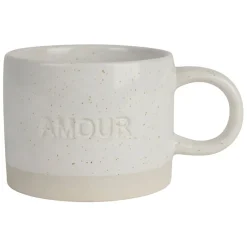 Tasse à thé amour en grès écru moucheté 30cl