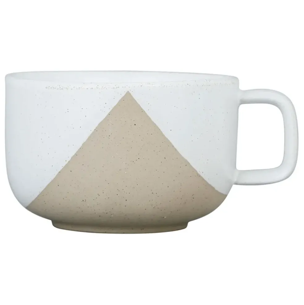 Tasse à thé avec support en grès indigo, blanc et terracotta -courba