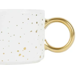 Tasse à thé en grès blanc mat et doré 30cl - Astre