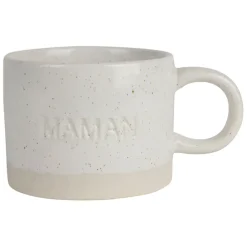 Tasse à thé maman en grès écru moucheté 30cl