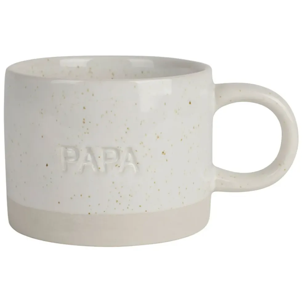 Tasse à thé papa en grès écru moucheté 30cl