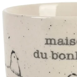Tasse Bonheur en grès blanc moucheté 15cl - La Ferme