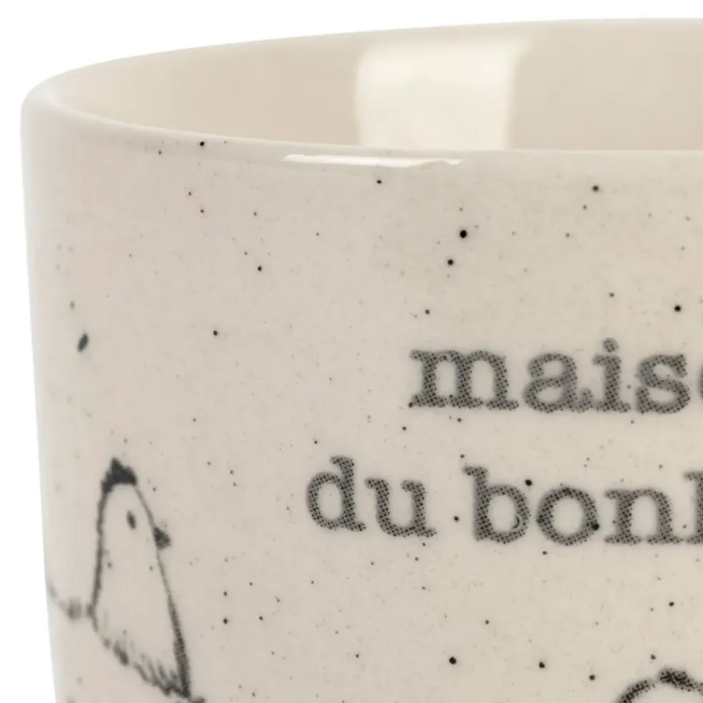 Tasse Bonheur en grès blanc moucheté 15cl - La Ferme