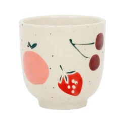 Tasse en grès moucheté blanc 17.5cl - Les Fruits