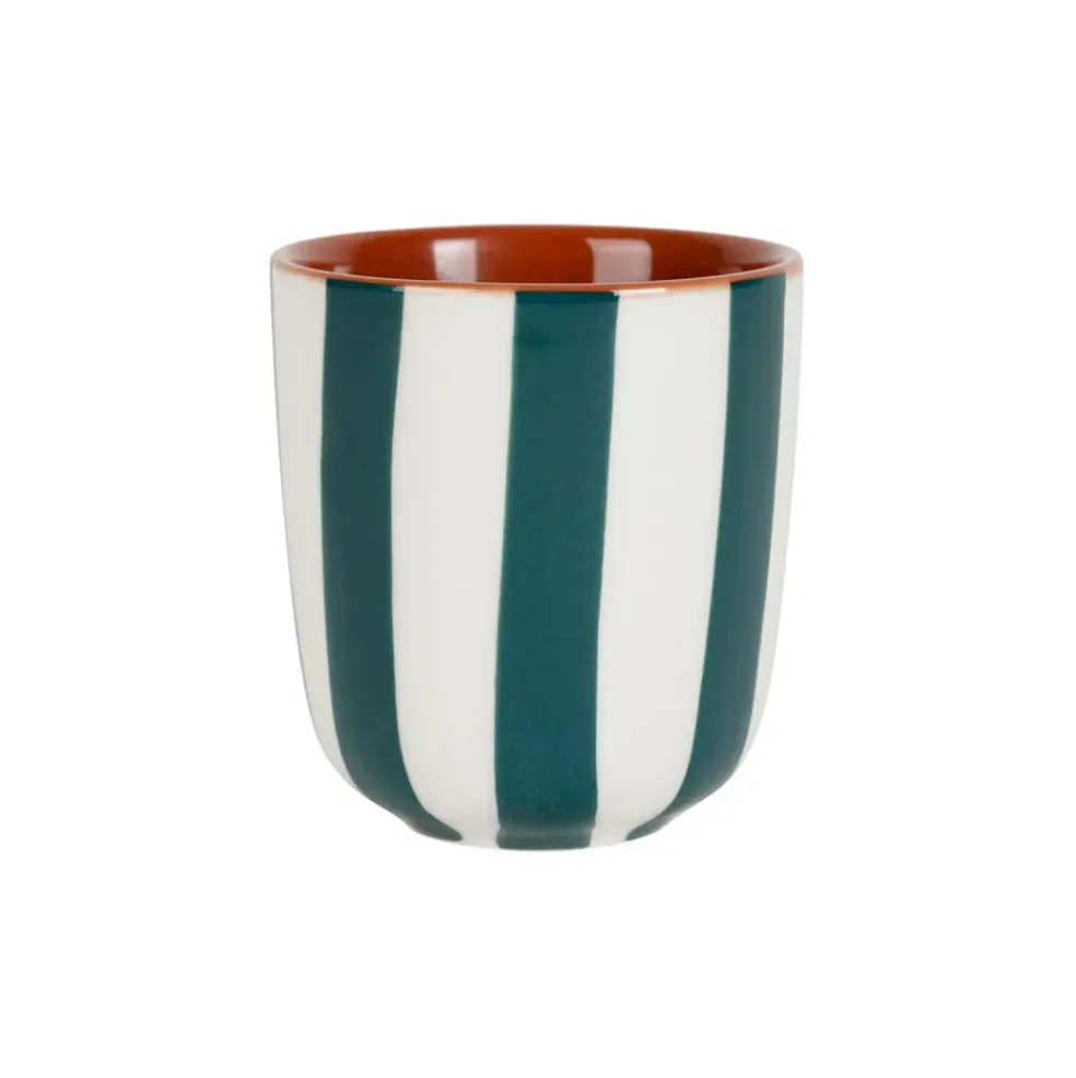 Tasse en grès rayée émeraude et blanc 10cl - Alaria