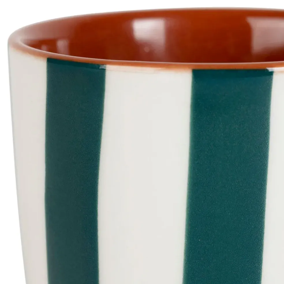 Tasse en grès rayée émeraude et blanc 10cl - Alaria