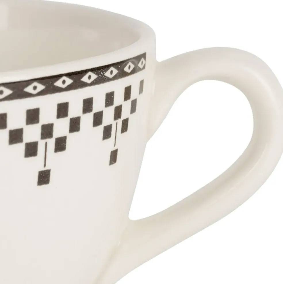 Tasse et sous tasse en faïence anthracite 50cl - Damier