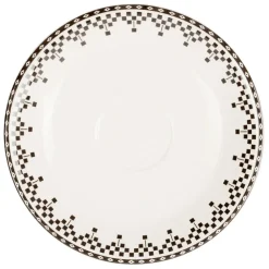 Tasse et sous tasse en faïence anthracite 50cl - Damier