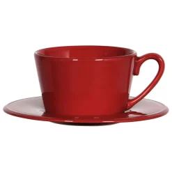 Tasse et sous tasse en faïence rouge - constance