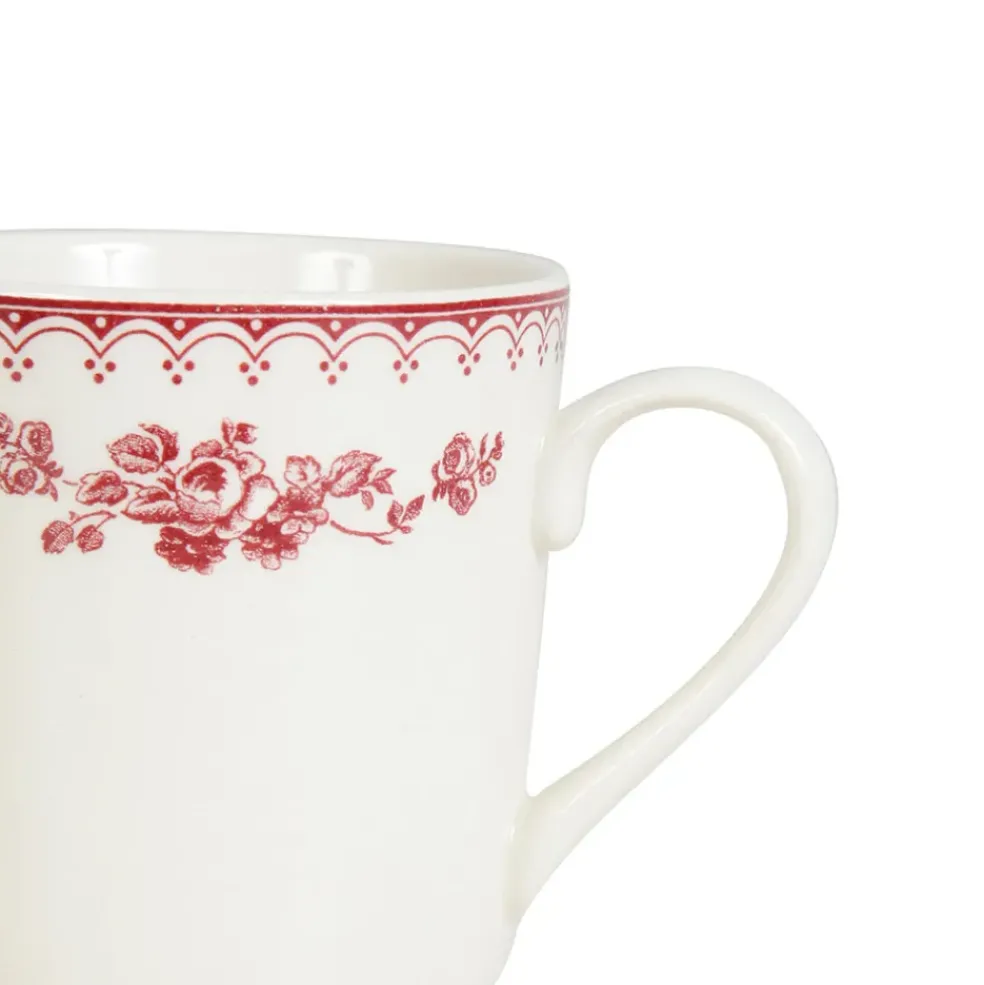 Tasse haute en faïence blanchet et rouge 34cl - faustine