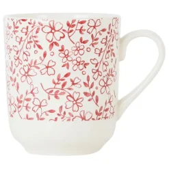 Tasse haute en faîence bordeaux - p'tites fleurs