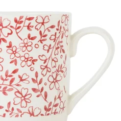 Tasse haute en faîence bordeaux - p'tites fleurs