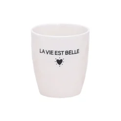 Tasse La vie est belle en céramique blanc 18cl