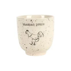 Tasse Maman en grès blanc moucheté 15cl - La Ferme