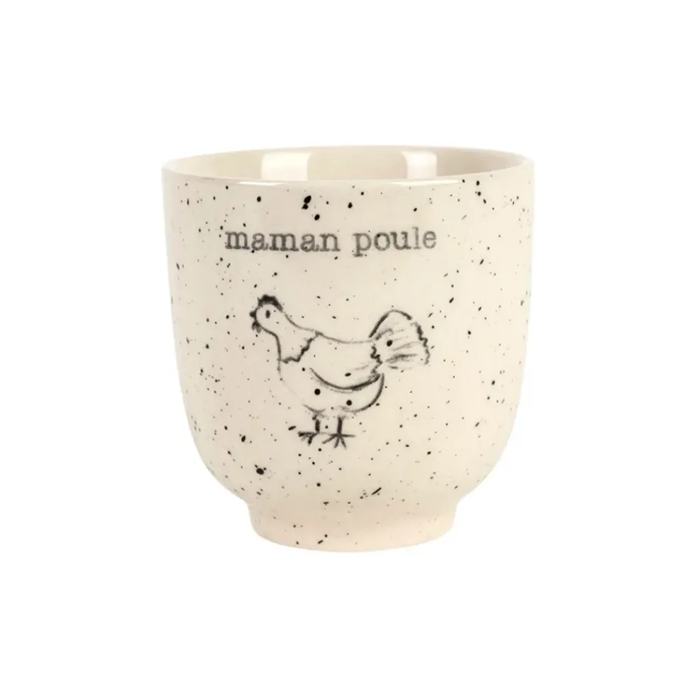 Tasse Maman en grès blanc moucheté 15cl - La Ferme