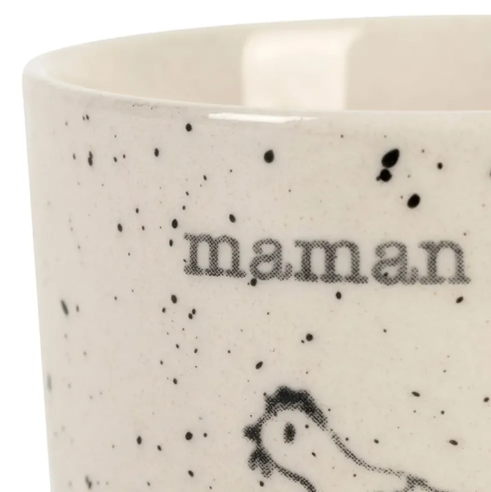 Tasse Maman en grès blanc moucheté 15cl - La Ferme