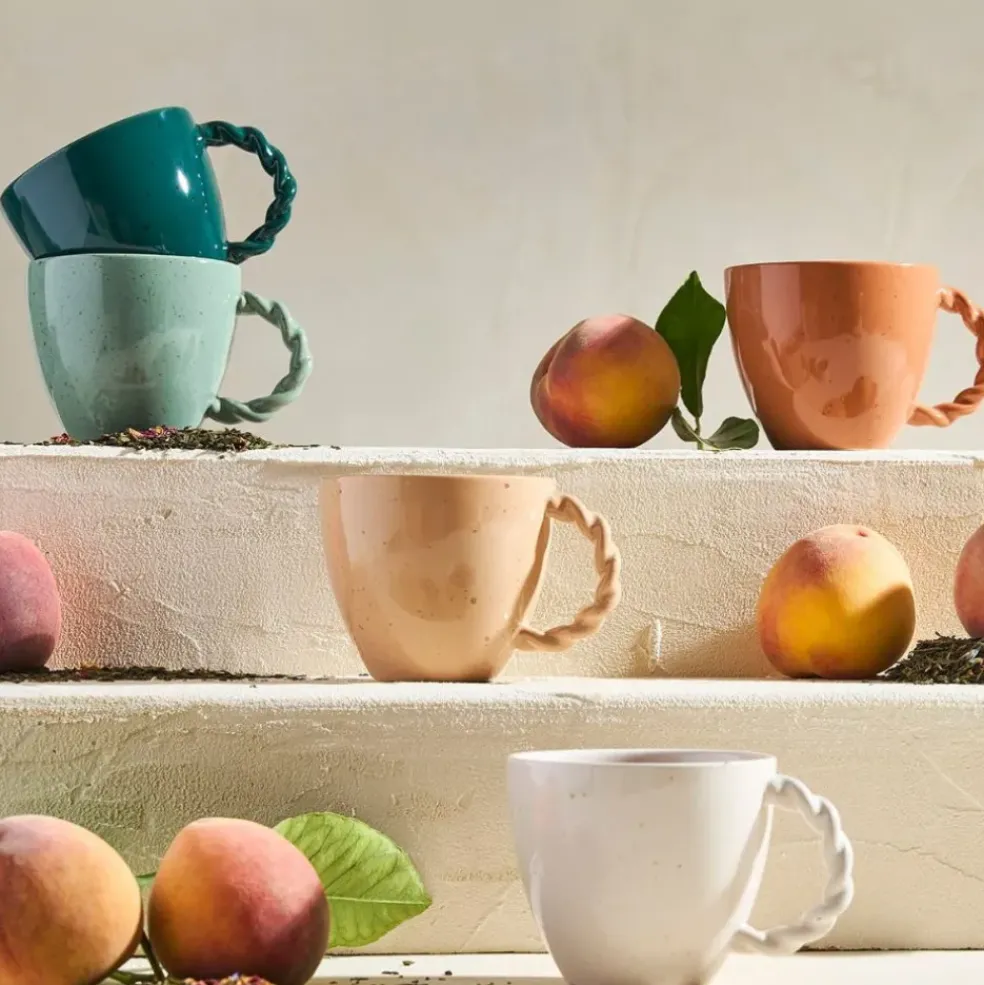 Tasse moucheté en grès blanc 33cl - Organic