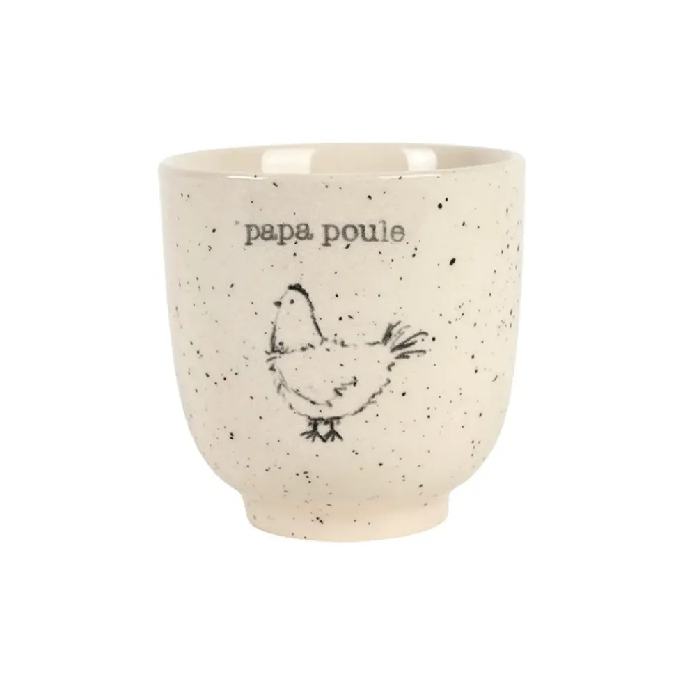 Tasse Papa en grès blanc moucheté 15cl - La Ferme