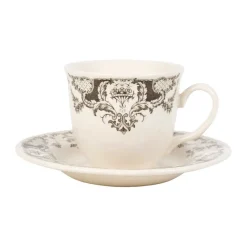 Tasse thé et sous-tasse en faïence gris - clothilde