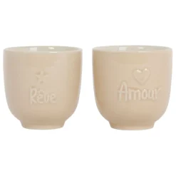 Tasses x2 beige 15cl en grès - famille