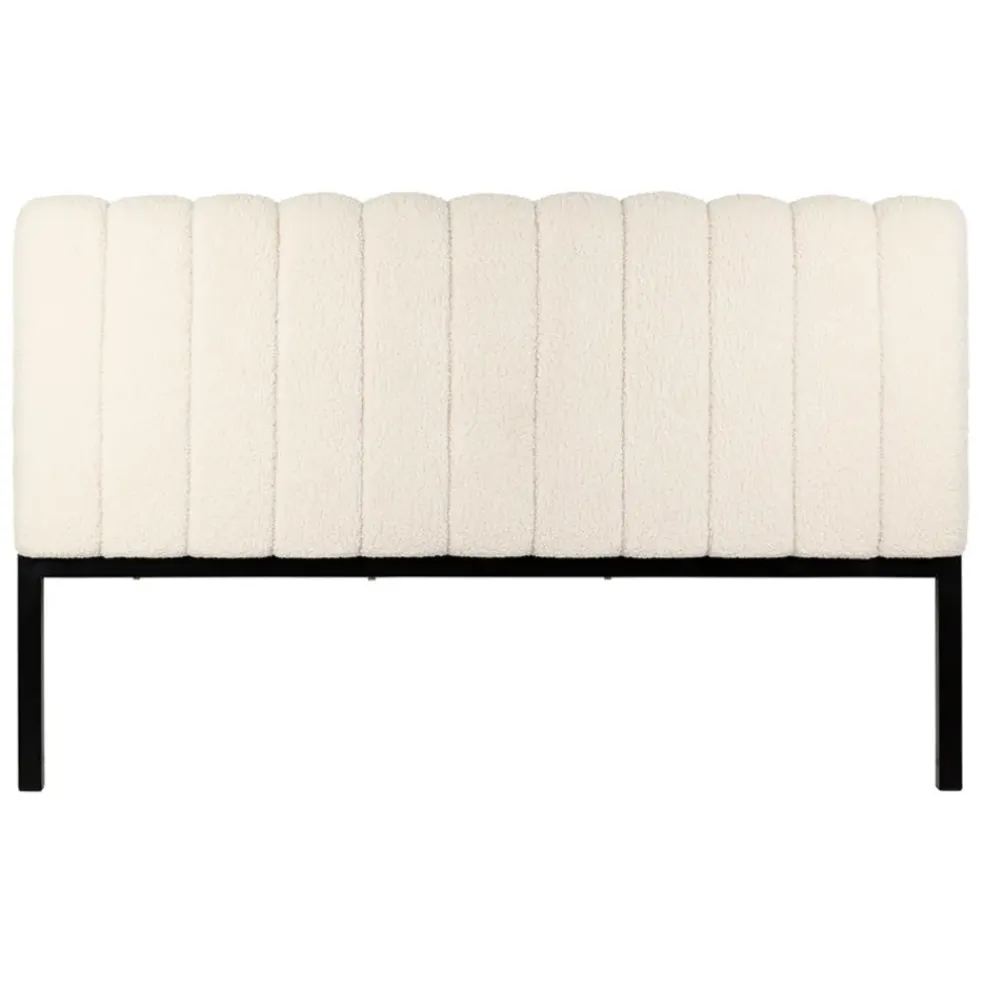 Tete lit en bouclette blanche et fer noir 160x100cm - Organic