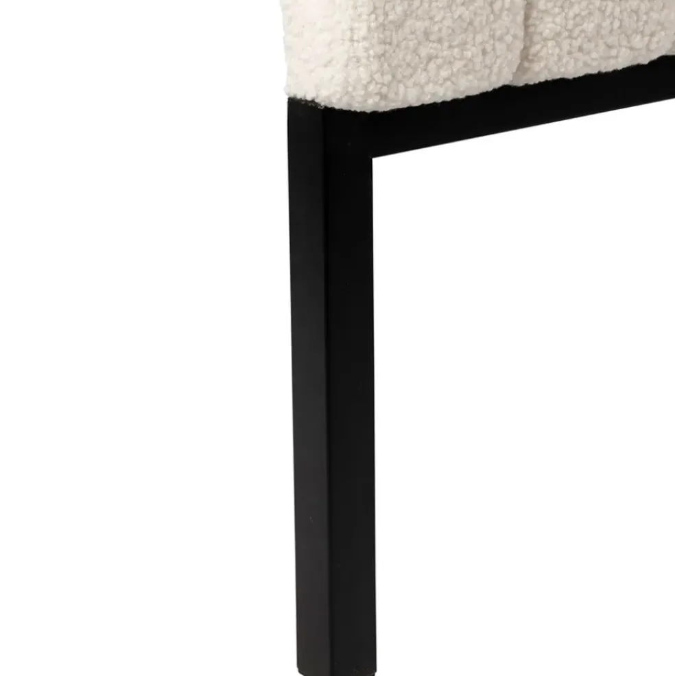 Tete lit en bouclette blanche et fer noir 160x100cm - Organic