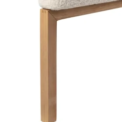 Tete lit en bouclettes ivoire et bois 160x100cm - Organic