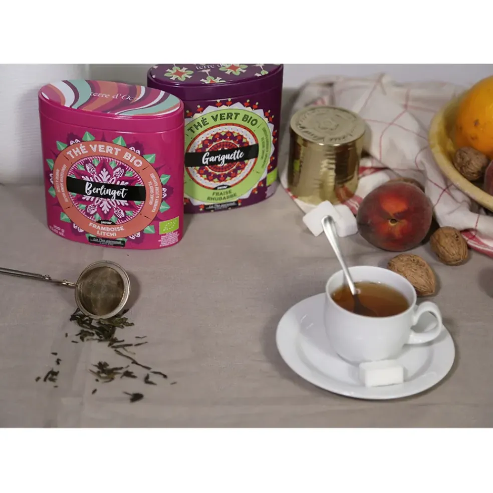 Thé vert 100g - framboise - litchi- bio