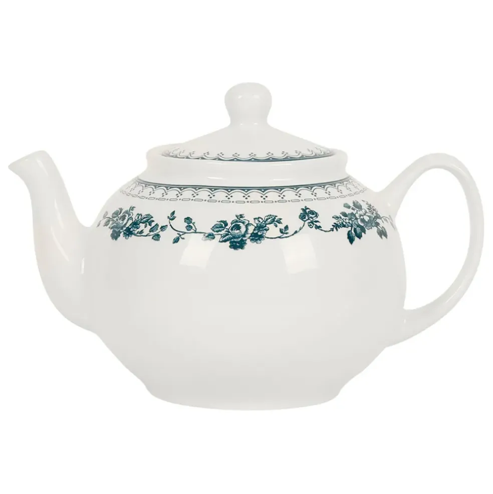 Theiere anglaise en faïence blanc et bleu ancien - Faustine