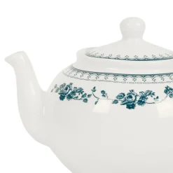 Theiere anglaise en faïence blanc et bleu ancien - Faustine