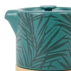 Theiere en grès émeraude avec avec filtre - tropic'art