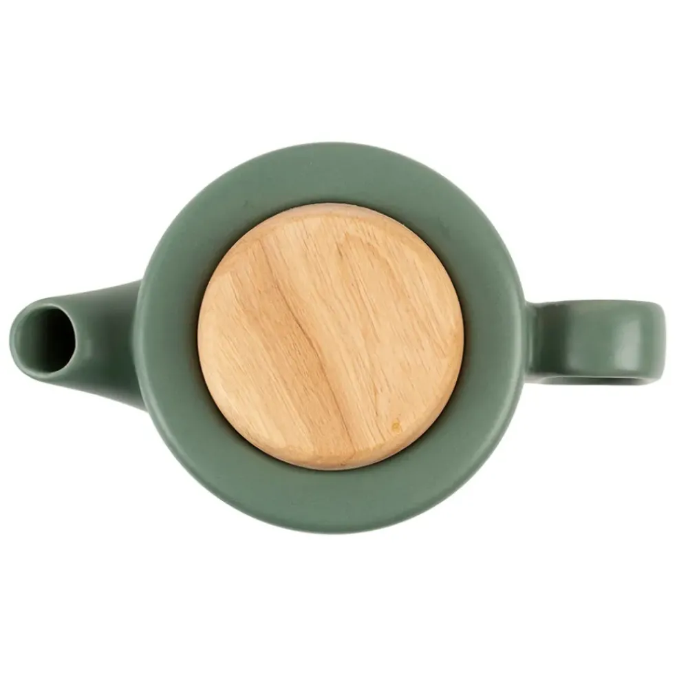 Theiere en grès vert mat avec filtre - baltika