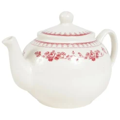 Théière anglaise en faïence blanc et bordeaux - faustine