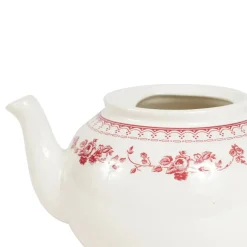 Théière anglaise en faïence blanc et bordeaux - faustine