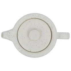 Théière avec filtre blanc moucheté 1.15l en grès et dessous en bois - nordika