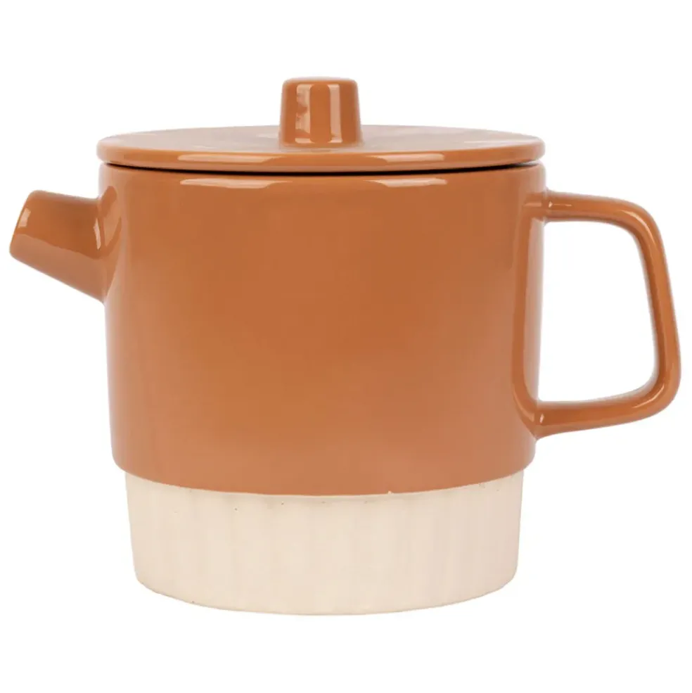 Théière avec filtre en grès terracotta 90cl - cannelé
