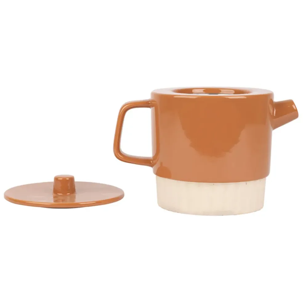 Théière avec filtre en grès terracotta 90cl - cannelé