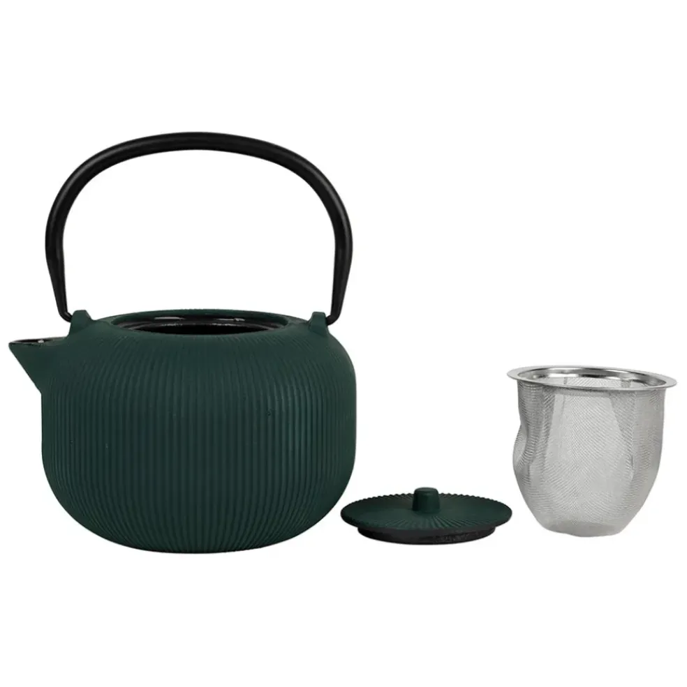 Théière en fonte et inox vert 1L - Tresse