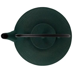 Théière en fonte plate avec filtre émeraude et doré 75cl