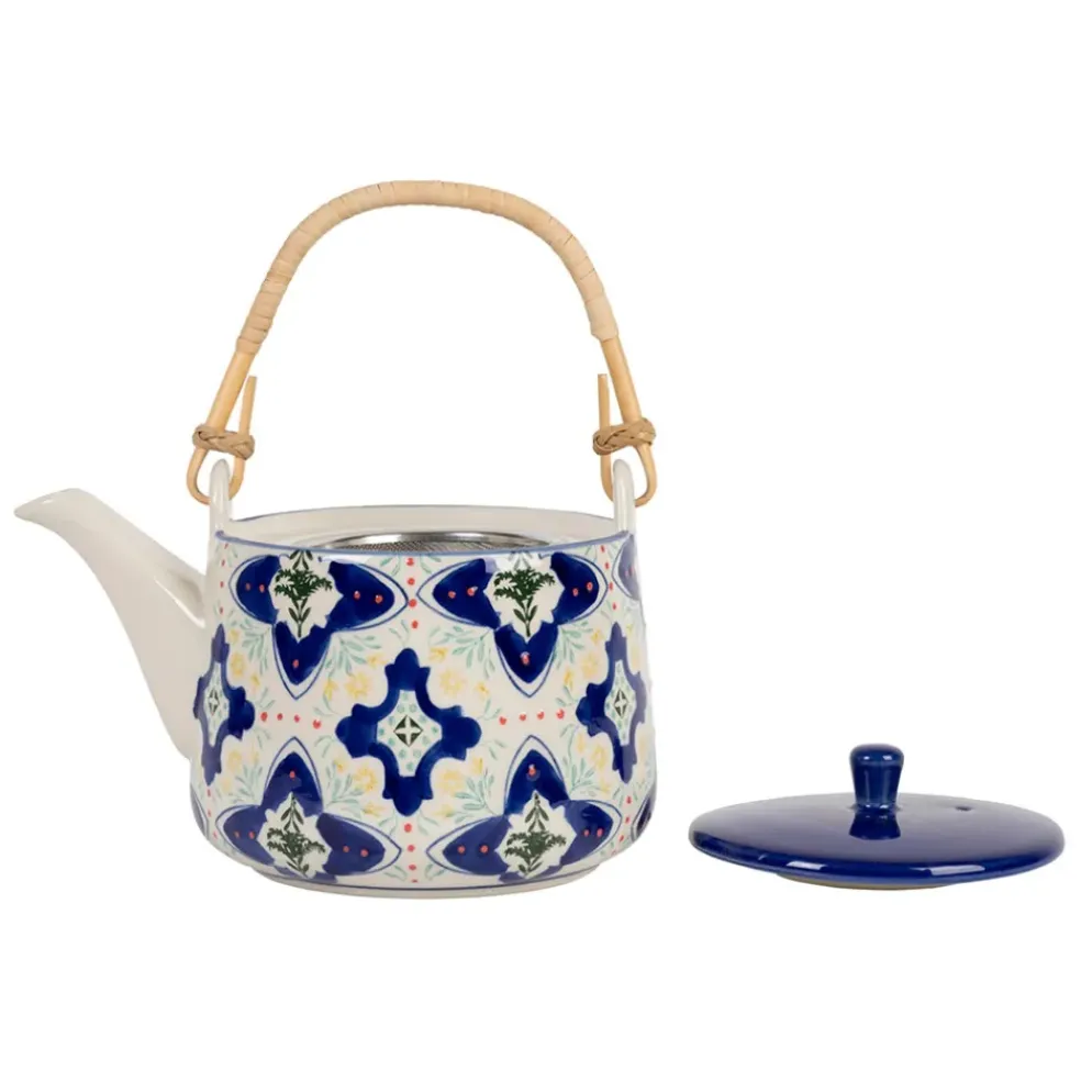 Théière en grès bleu avec filtre inox 1L - Azulejo
