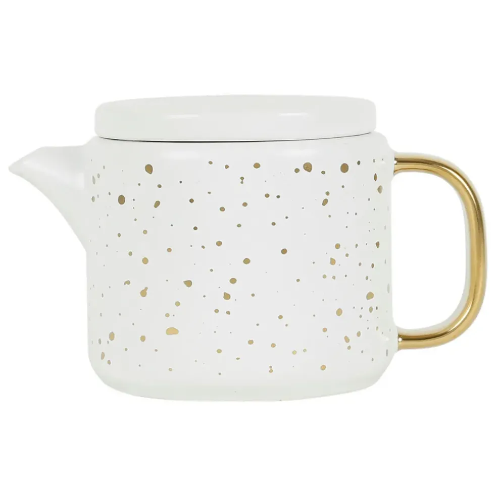 Théière en grès mat blanc et doré 60cl - Astre