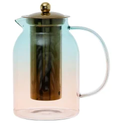 Théière en verre borosilicate émeraude et corail 1.5l - Funny