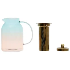 Théière en verre borosilicate émeraude et corail 1.5l - Funny