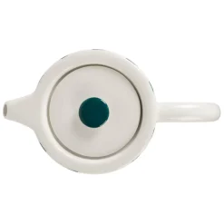 Théière rayée en grès émeraude et blanc avec filtre 1l - Alaria