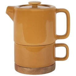 Théière solitaire en grès moutarde avec filtre 45cl - Nordika