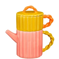 Théière solitaire en porcelaine rose et jaune - Lizzy
